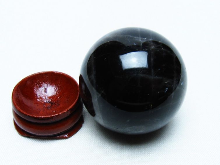 モリオン 丸玉 36mm 黒水晶 スフィア 置物 一点物 141-8058