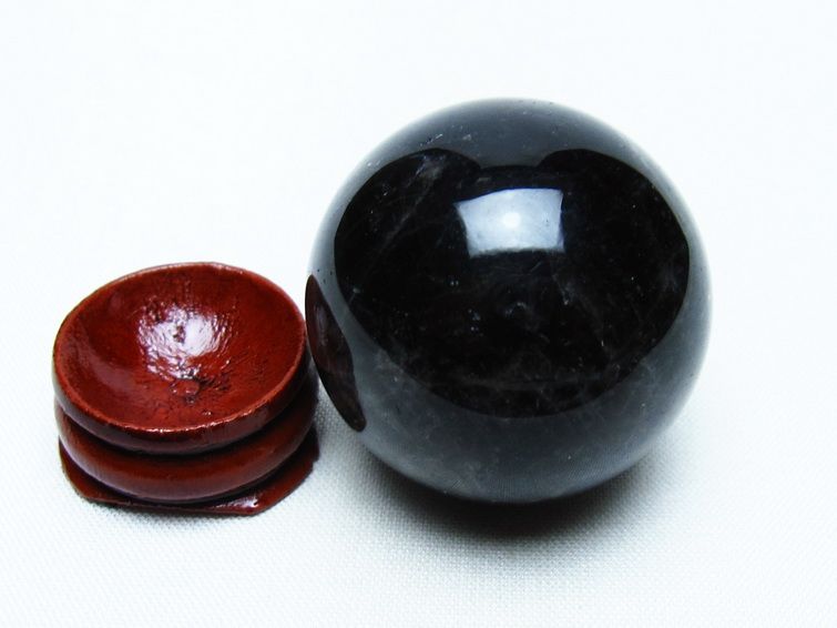 モリオン 丸玉 36mm 黒水晶 スフィア 置物 一点物 141-8059