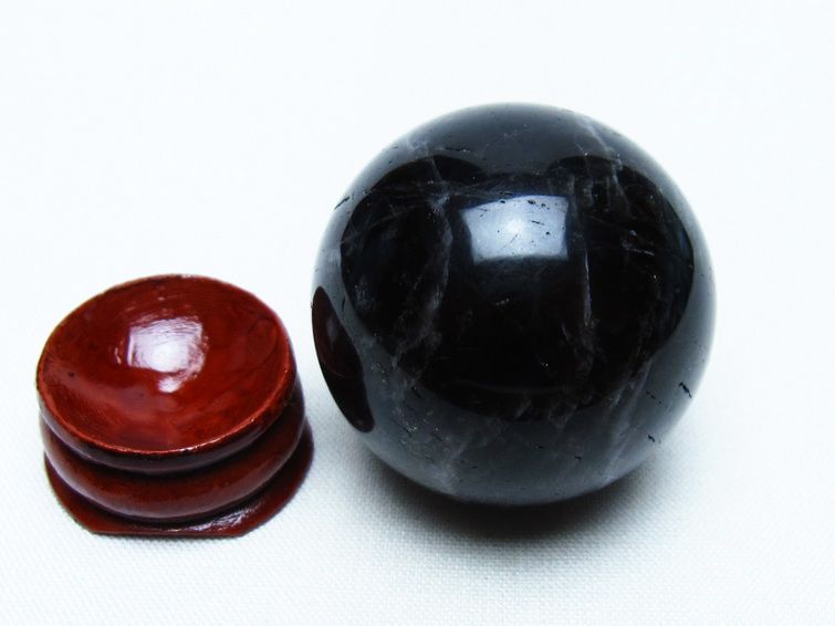 モリオン 丸玉 36mm 黒水晶 スフィア 置物 一点物 141-8063