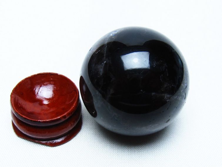 モリオン 丸玉 36mm 黒水晶 スフィア 置物 一点物 141-8064