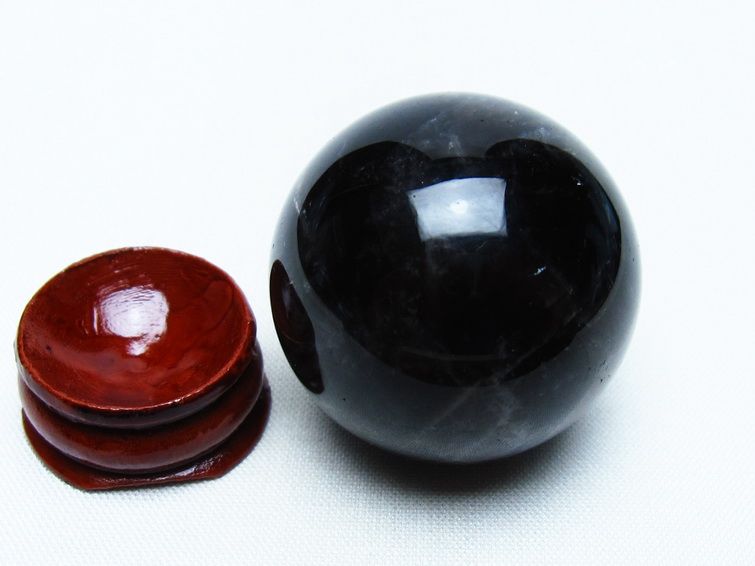 モリオン 丸玉 36mm 黒水晶 スフィア 置物 一点物 141-8065