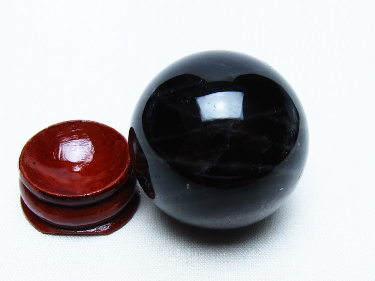 モリオン 丸玉 36mm 黒水晶 スフィア 置物 一点物 141-8069
