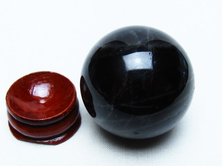 モリオン 丸玉 36mm 黒水晶 スフィア 置物 一点物 141-8073