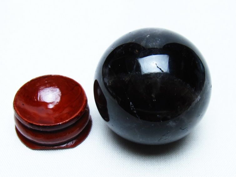 モリオン 丸玉 36mm 黒水晶 スフィア 置物 一点物 141-8075
