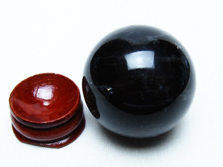 モリオン 丸玉 36mm 黒水晶 スフィア 置物 一点物 141-8076