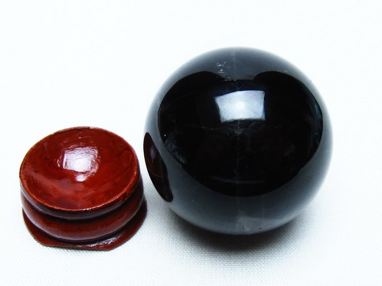 モリオン 丸玉 36mm 黒水晶 スフィア 置物 一点物 141-8077