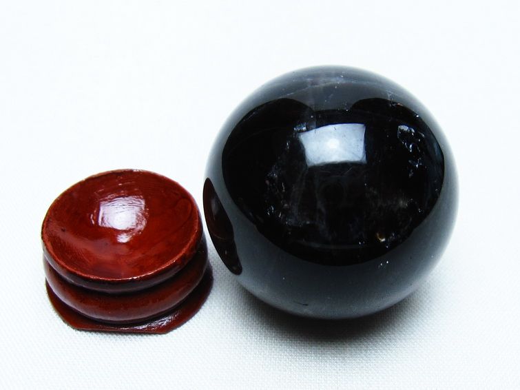 モリオン 丸玉 36mm 黒水晶 スフィア 置物 一点物 141-8080
