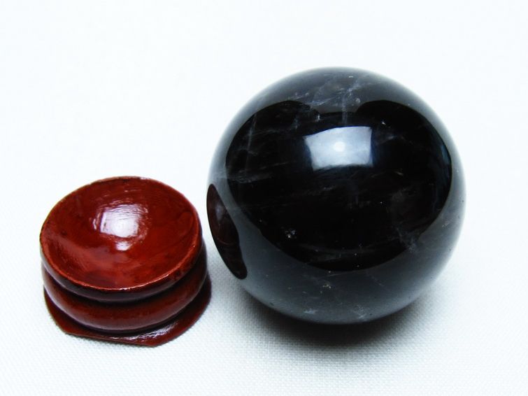 モリオン 丸玉 36mm 黒水晶 スフィア 置物 一点物 141-8081