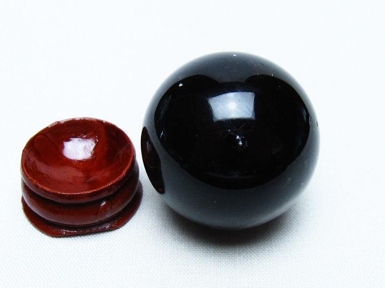 モリオン 丸玉 35mm 黒水晶 スフィア 置物 一点物 141-8089