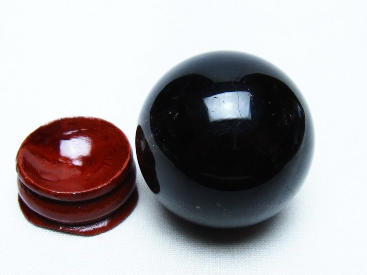 モリオン 丸玉 35mm 黒水晶 スフィア 置物 一点物 141-8095