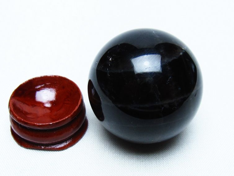 モリオン 丸玉 35mm 黒水晶 スフィア 置物 一点物 141-8098