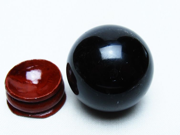 モリオン 丸玉 35mm 黒水晶 スフィア 置物 一点物 141-8099