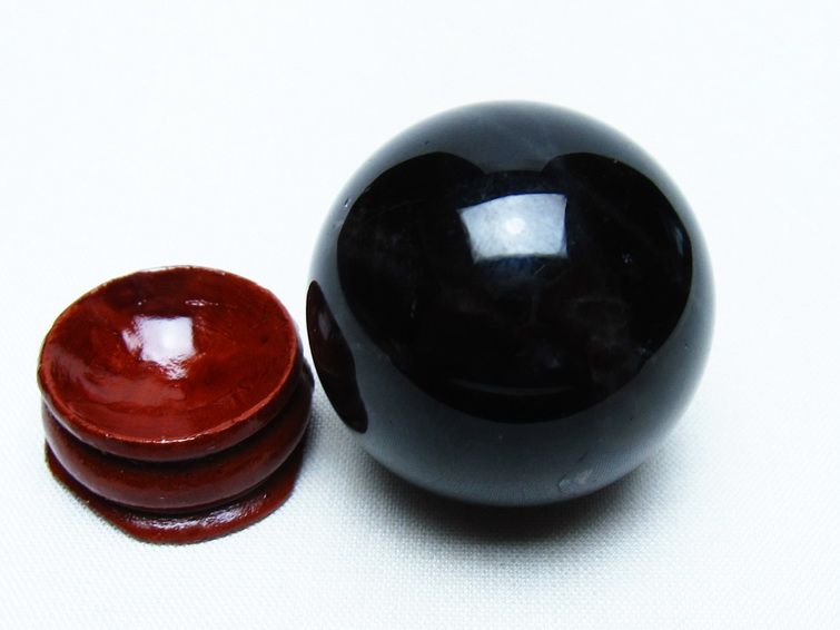 モリオン 丸玉 35mm 黒水晶 スフィア 置物 一点物 141-8100