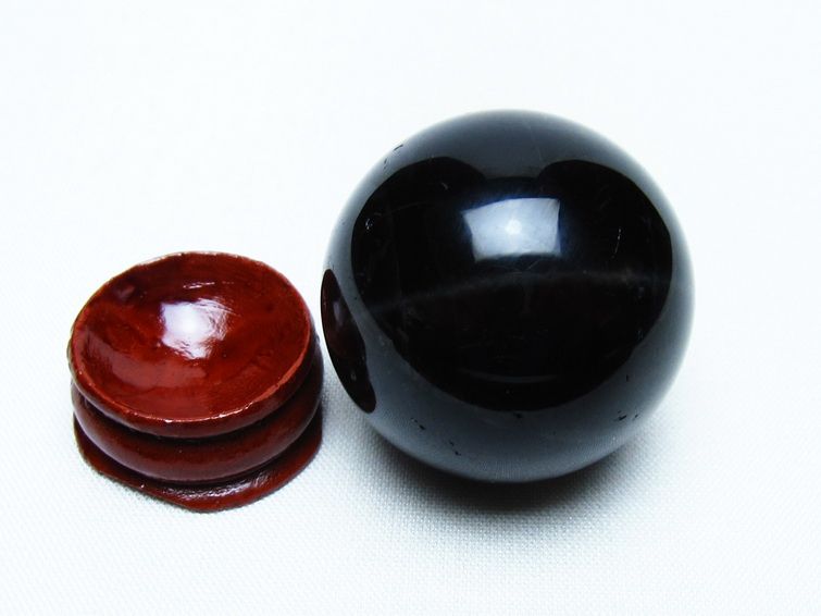 モリオン 丸玉 35mm 黒水晶 スフィア 置物 一点物 141-8103