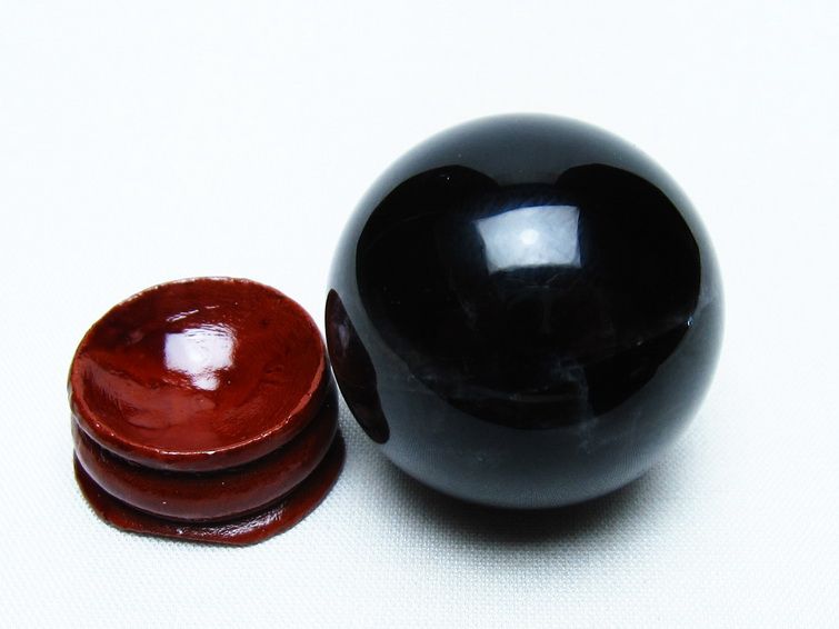 モリオン 丸玉 35mm 黒水晶 スフィア 置物 一点物 141-8104