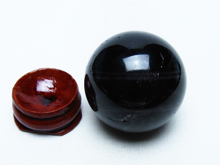 モリオン 丸玉 35mm 黒水晶 スフィア 置物 一点物 141-8108