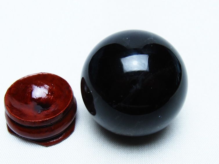 モリオン 丸玉 35mm 黒水晶 スフィア 置物 一点物 141-8109