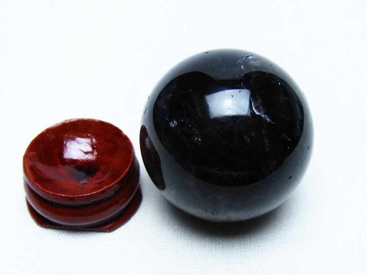 モリオン 丸玉 35mm 黒水晶 スフィア 置物 一点物 141-8110
