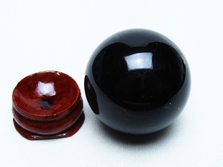 モリオン 丸玉 35mm 黒水晶 スフィア 置物 一点物 141-8111