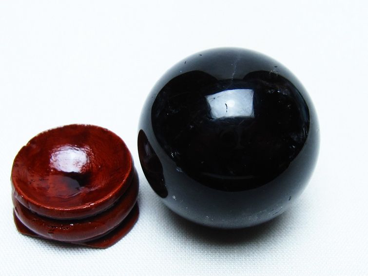 黒水晶 丸玉 34mm モリオン スフィア 置物 一点物 141-8119