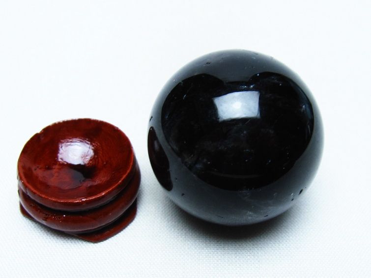 黒水晶 丸玉 34mm モリオン スフィア 置物 一点物 141-8121