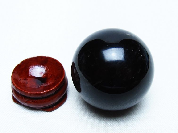 黒水晶 丸玉 34mm モリオン スフィア 置物 一点物 141-8122