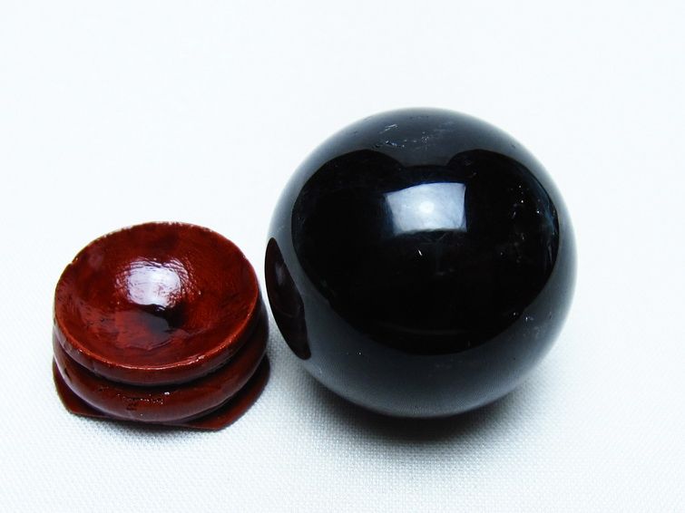黒水晶 丸玉 34mm モリオン スフィア 置物 一点物 141-8124