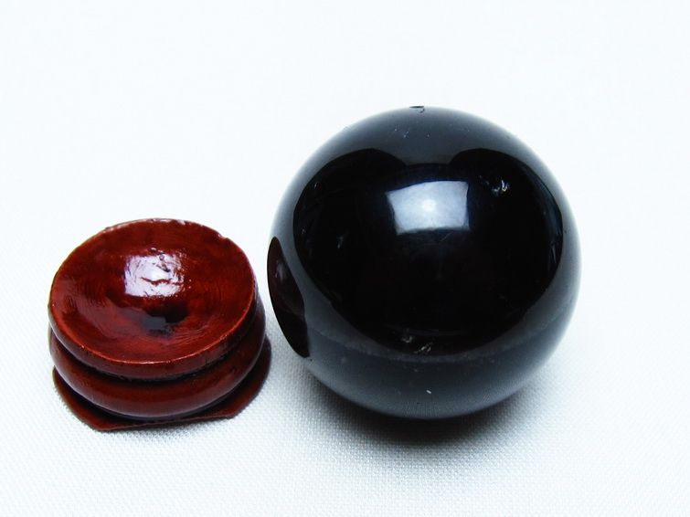 黒水晶 丸玉 34mm モリオン スフィア 置物 一点物 141-8126