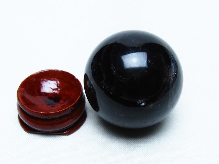 黒水晶 丸玉 34mm モリオン スフィア 置物 一点物 141-8127