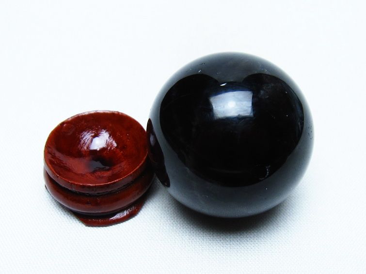 黒水晶 丸玉 34mm モリオン スフィア 置物 一点物 141-8128