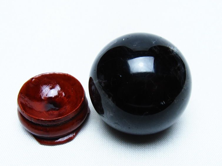 黒水晶 丸玉 34mm モリオン スフィア 置物 一点物 141-8132