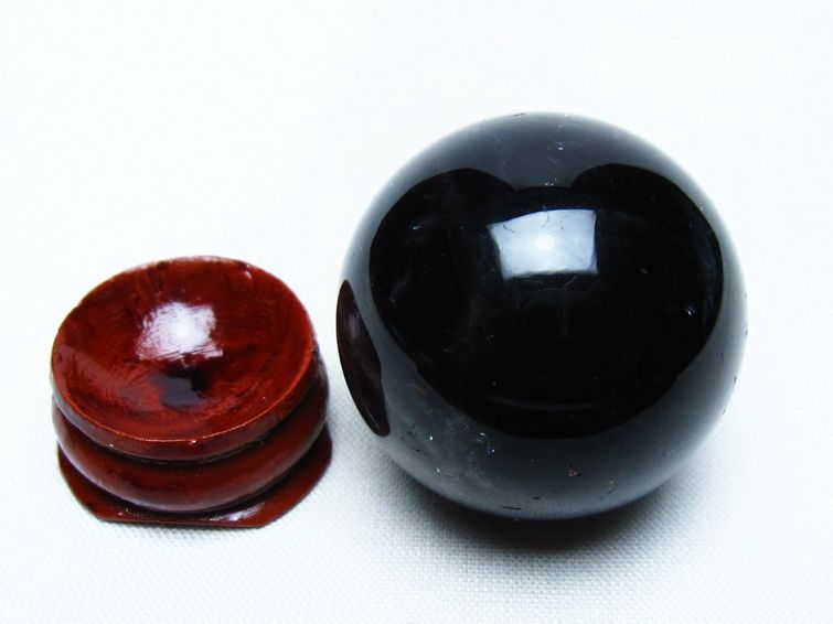 黒水晶 丸玉 34mm モリオン スフィア 置物 一点物 141-8134