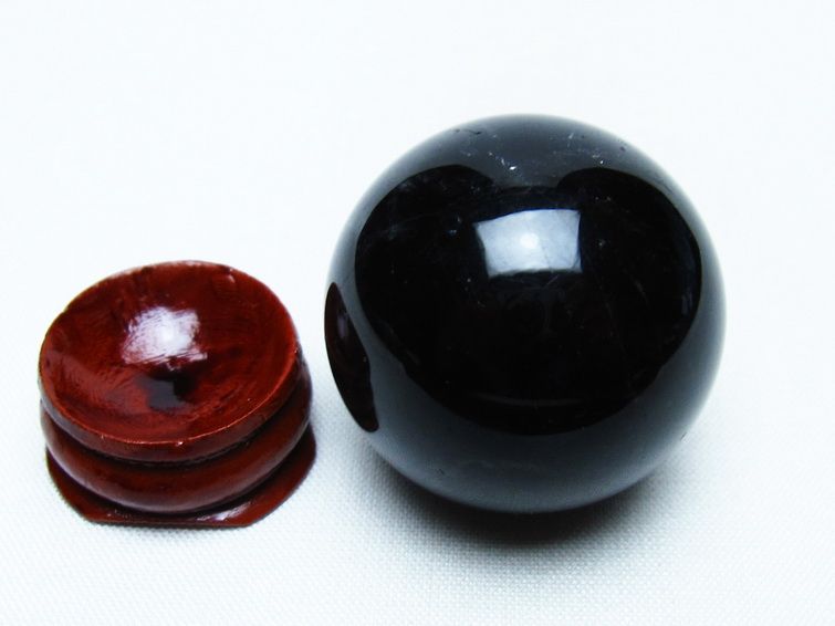 黒水晶 丸玉 34mm モリオン スフィア 置物 一点物 141-8136