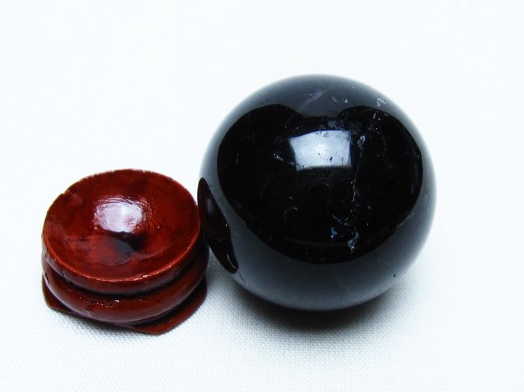 黒水晶 丸玉 34mm モリオン スフィア 置物 一点物 141-8139