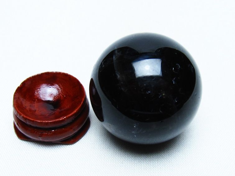黒水晶 丸玉 34mm モリオン スフィア 置物 一点物 141-8146
