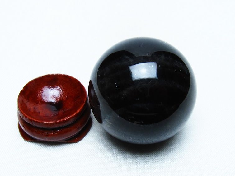 黒水晶 丸玉 34mm モリオン スフィア 置物 一点物 141-8147