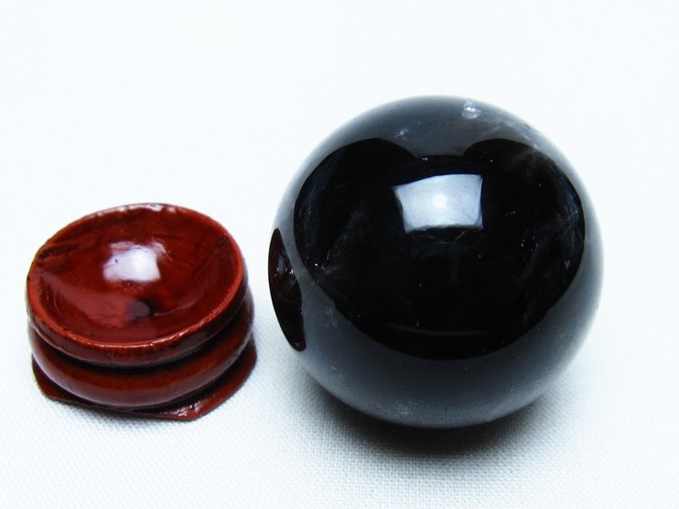 黒水晶 丸玉 34mm モリオン スフィア 置物 一点物 141-8152
