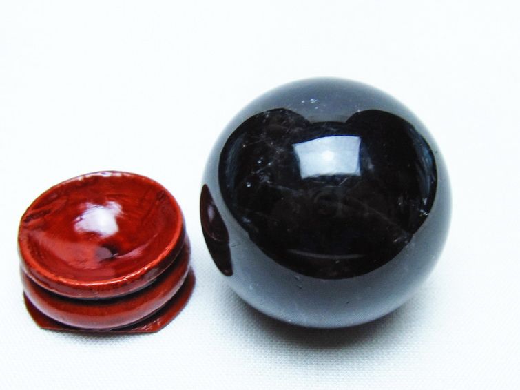 黒水晶 丸玉 34mm モリオン スフィア 置物 一点物 141-8156