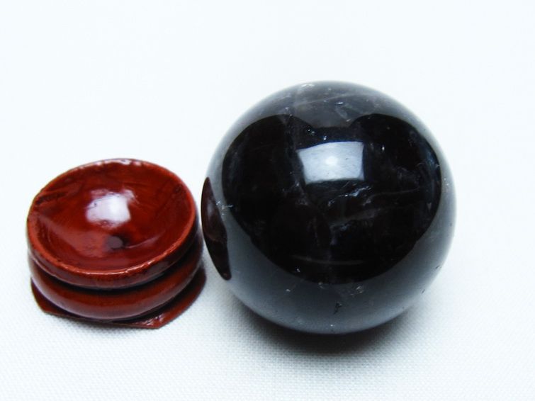 黒水晶 丸玉 34mm モリオン スフィア 置物 一点物 141-8158