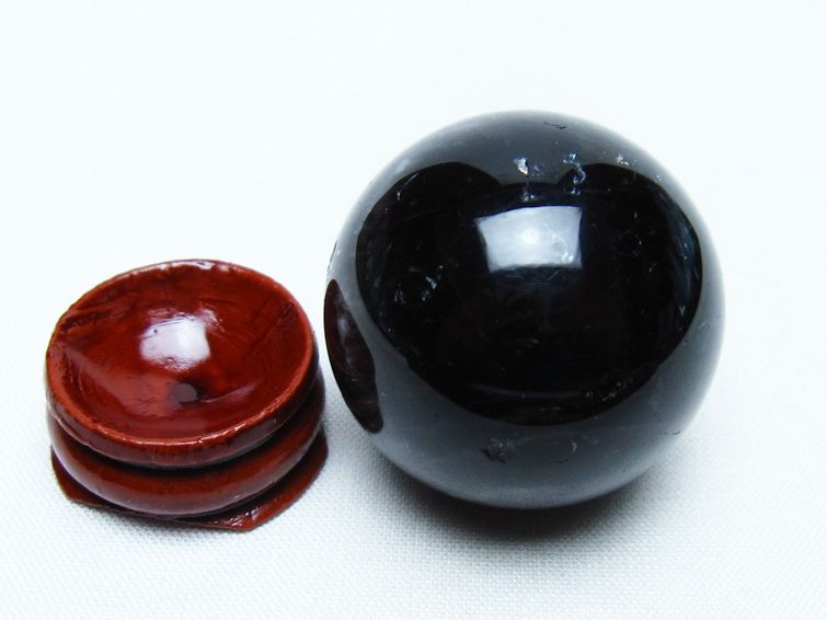 黒水晶 丸玉 34mm モリオン スフィア 置物 一点物 141-8162