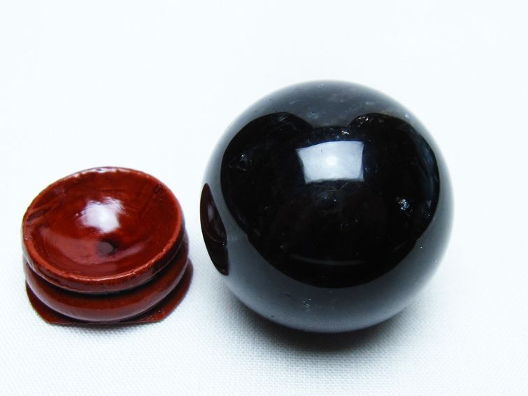黒水晶 丸玉 36mm モリオン スフィア 置物 一点物 141-8169