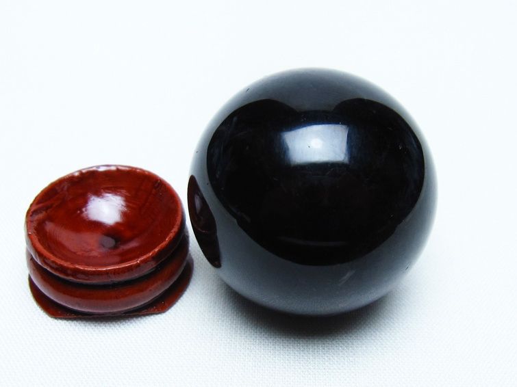 黒水晶 丸玉 36mm モリオン スフィア 置物 一点物 141-8171