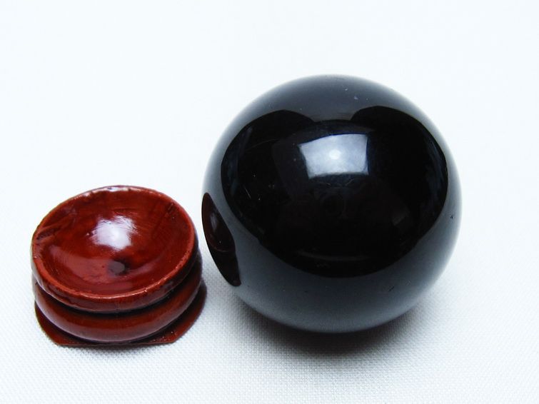 黒水晶 丸玉 36mm モリオン スフィア 置物 一点物 141-8173