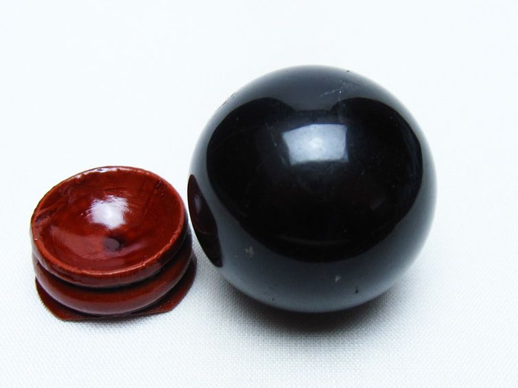 黒水晶 丸玉 36mm モリオン スフィア 置物 一点物 141-8179