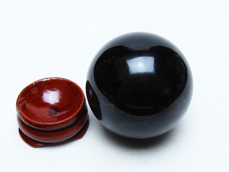 黒水晶 丸玉 36mm モリオン スフィア 置物 一点物 141-8181