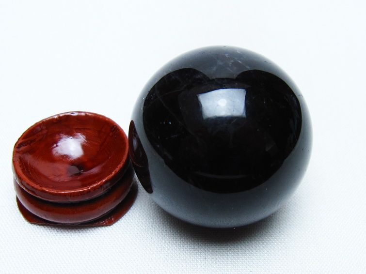 黒水晶 丸玉 35mm モリオン スフィア 置物 一点物 141-8186