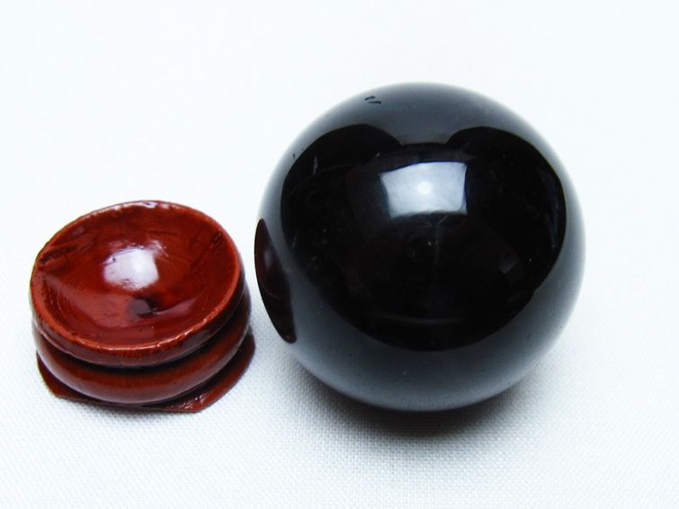 黒水晶 丸玉 35mm モリオン スフィア 置物 一点物 141-8189