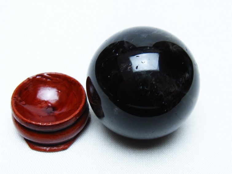 黒水晶 丸玉 35mm モリオン スフィア 置物 一点物 141-8190