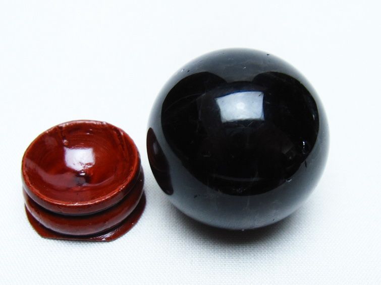 黒水晶 丸玉 35mm モリオン スフィア 置物 一点物 141-8193