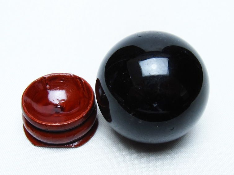 黒水晶 丸玉 35mm モリオン スフィア 置物 一点物 141-8196